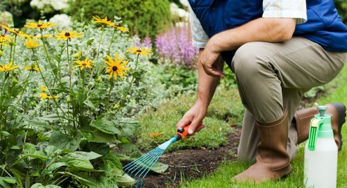 Harold Park gardening staff wearing PPE on site